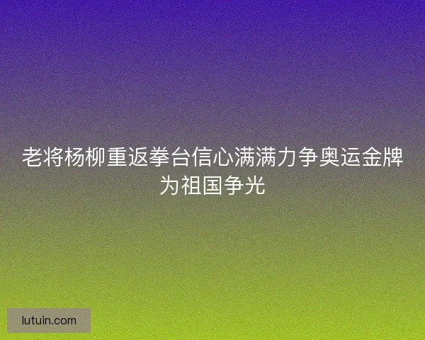 老将杨柳重返拳台信心满满力争奥运金牌为祖国争光