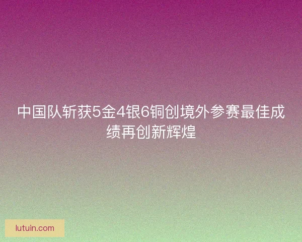 中国队斩获5金4银6铜创境外参赛最佳成绩再创新辉煌