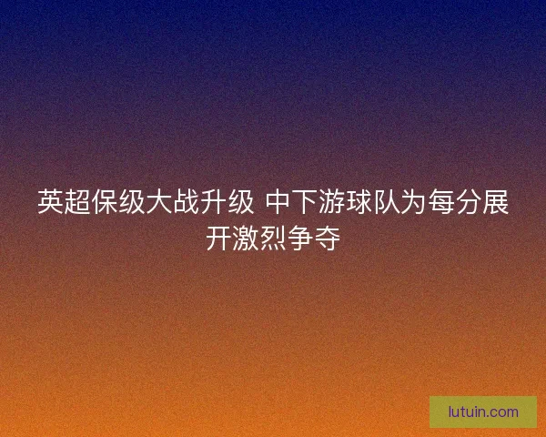 英超保级大战升级 中下游球队为每分展开激烈争夺